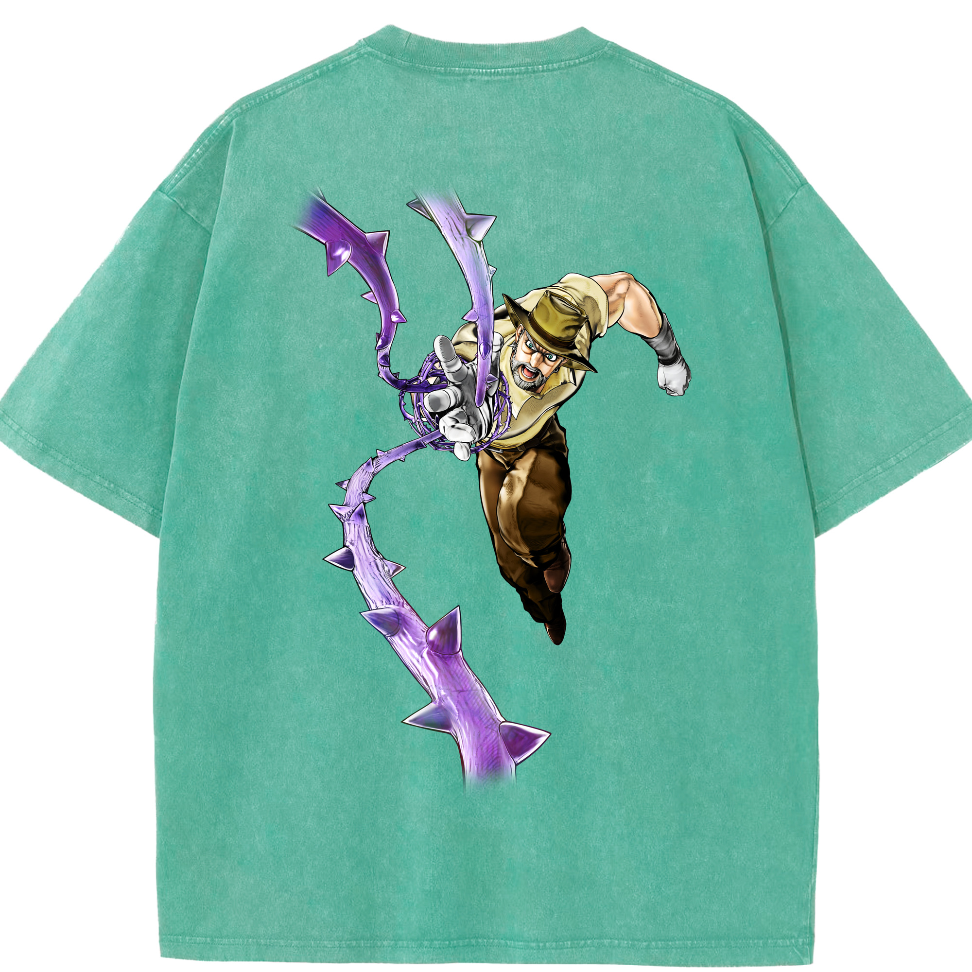 （画像用） ジョジョの奇妙な冒険 ジョセフ?ジョースター JoJo's Bizarre Adventure Joseph Joestar 綿100% ヴィンテージ風 半袖Tシャツ（背面プリント）